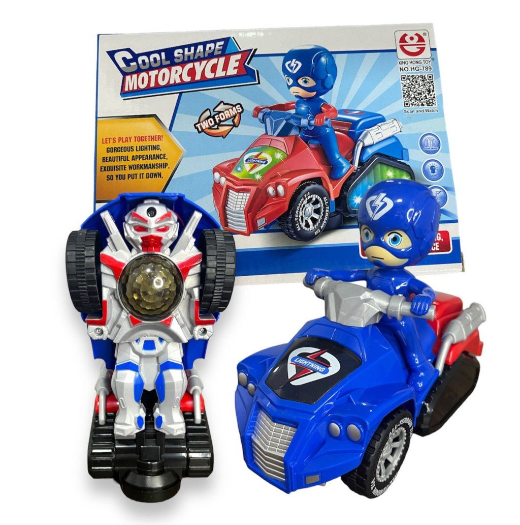 QUADRICICLO COM BONECO QUE VIRA ROBO COM PILHA E LUZES