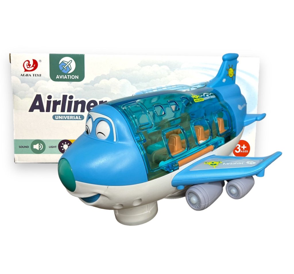 AVIAO COM AEROMOCA E 2 PASSAGEIROS COM LUZES E MUSICA