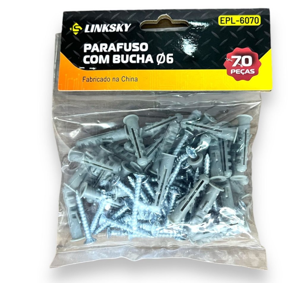 KIT DE BUCHA COM PARAFUSO 6MM COM 70 PEÇAS