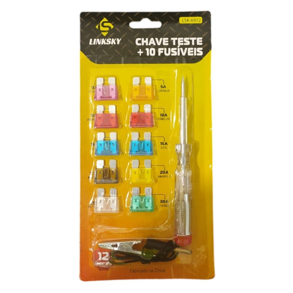 KIT CHAVE TESTE COM 10 FUSÍVEIS