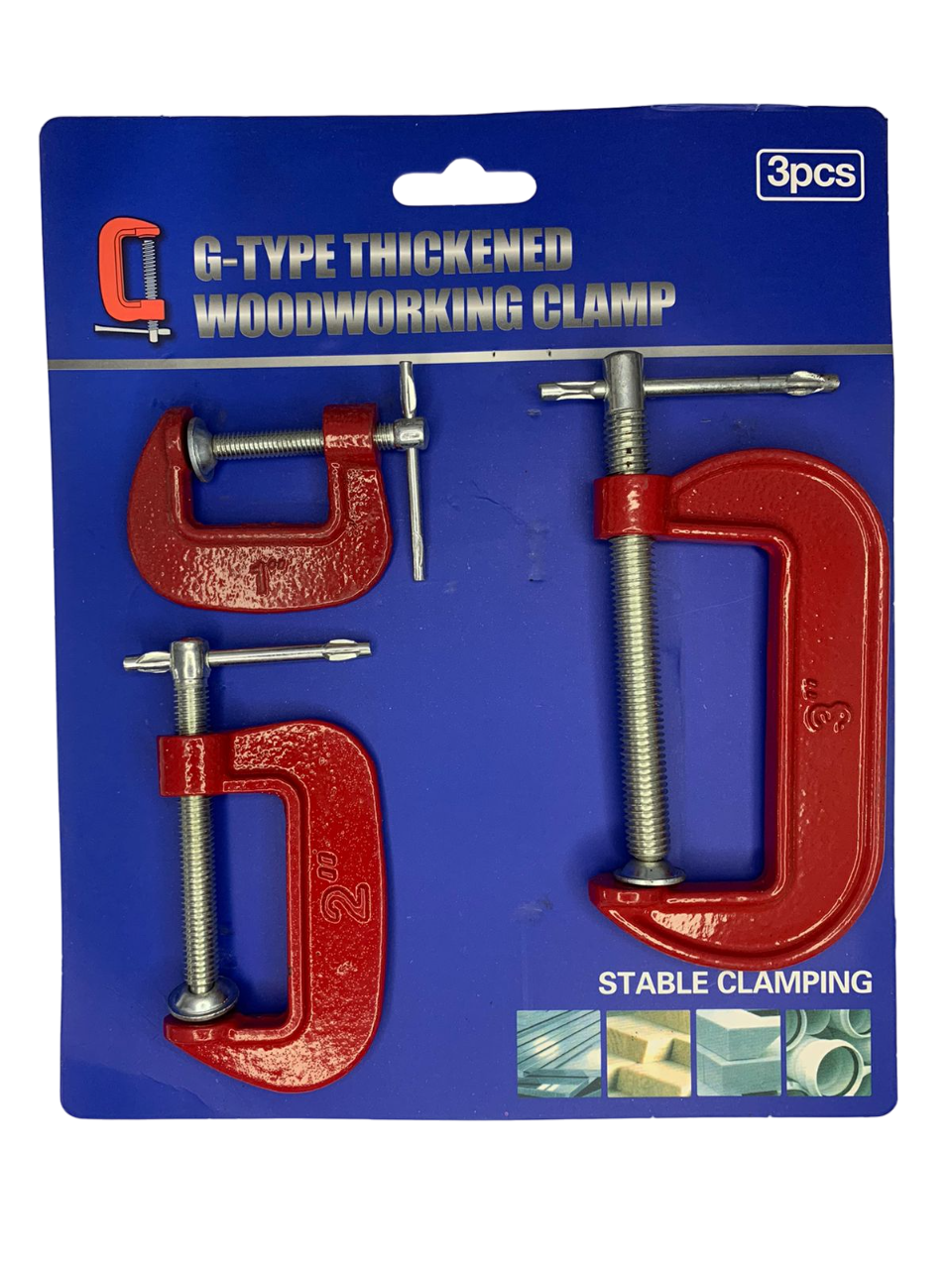 JOGO DE GRAMPO TIPO C COM 3 PEÇAS 1-2-3 POLEGADAS