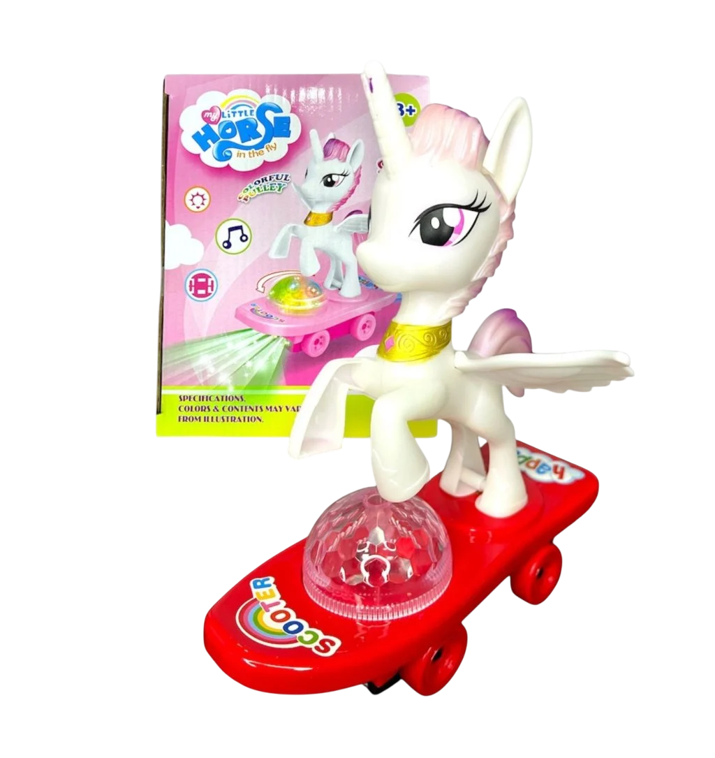 UNICÓRNIO DE SKATE COM LUZES E MUSICA