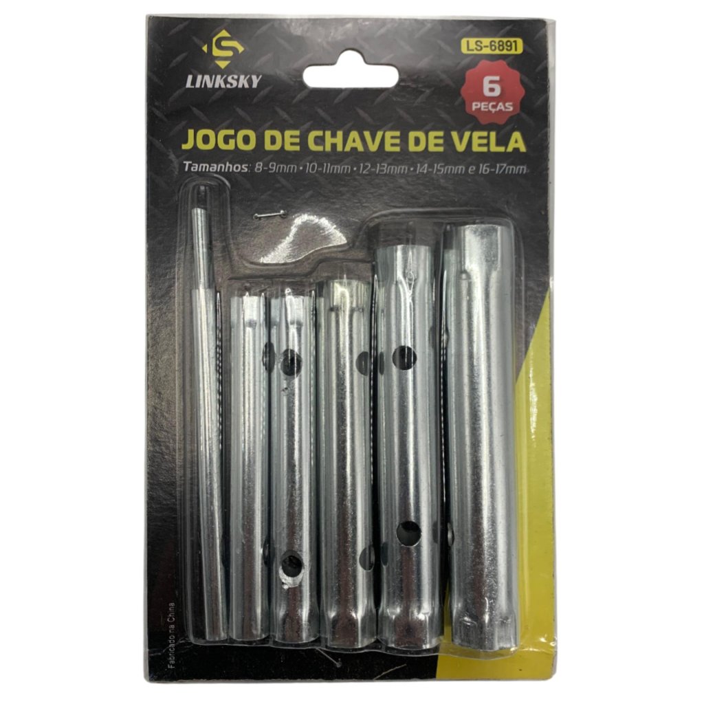 KIT CHAVE DE VELA 6 PEÇAS DE 8 A 17MM EM AÇO