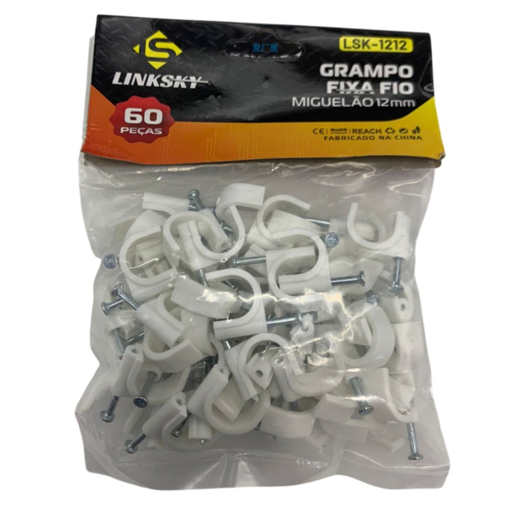 KIT DE 60 GRAMPOS MIGUELÃO FIXA FIO 12MM
