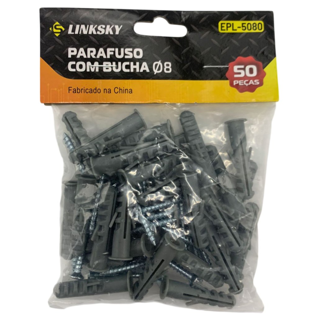 KIT DE BUCHA COM PARAFUSO 8MM COM 50 PEÇAS