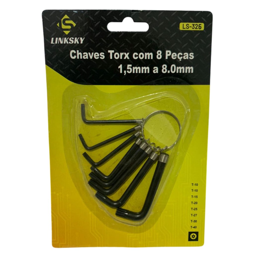 JOGO DE CHAVE TORX PEQUENA PRETA C/ 8 PÇS