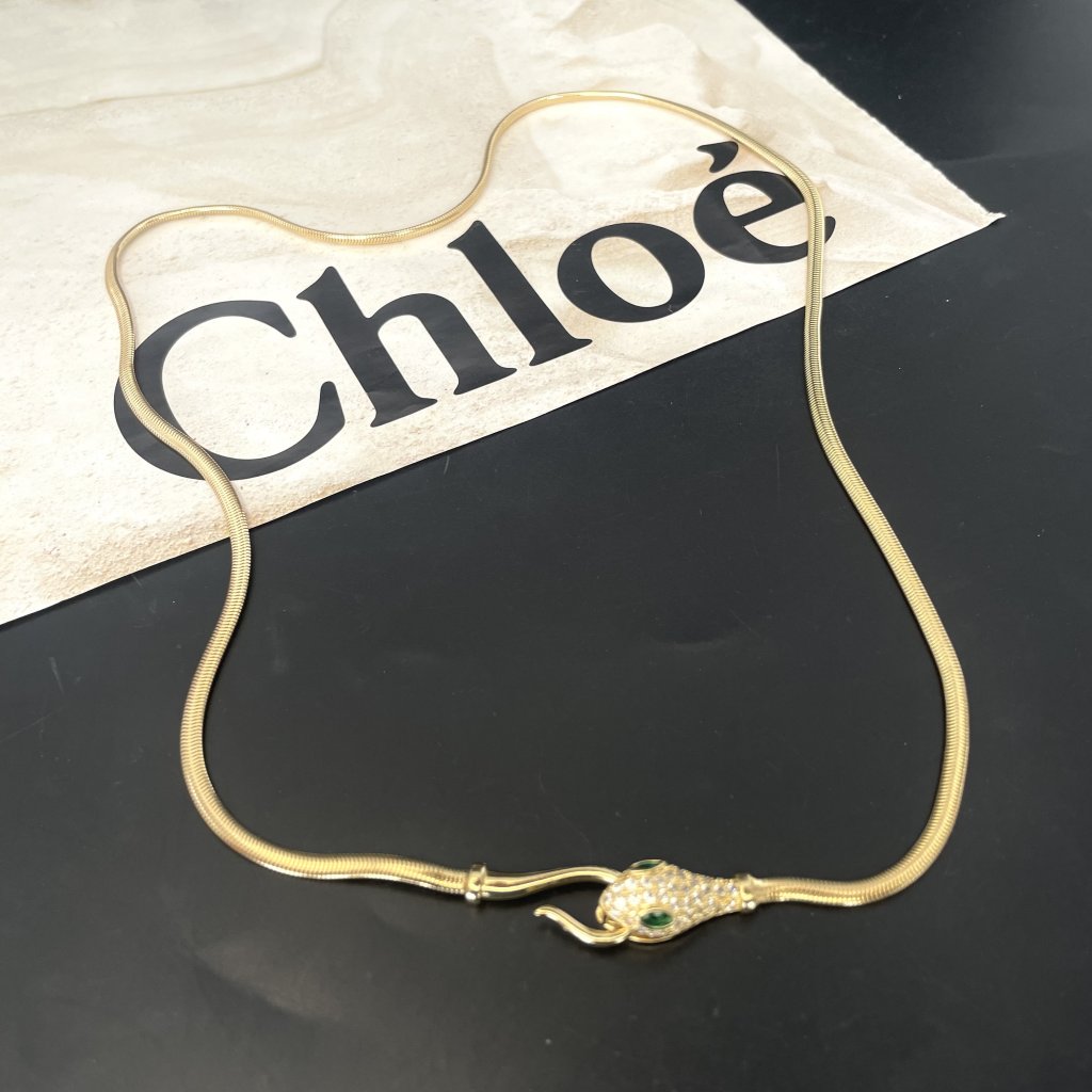 Colar Cobra dourado malha 