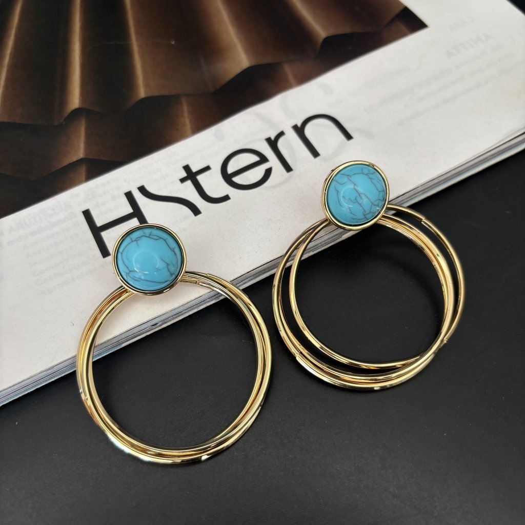 Argola azul dourada 