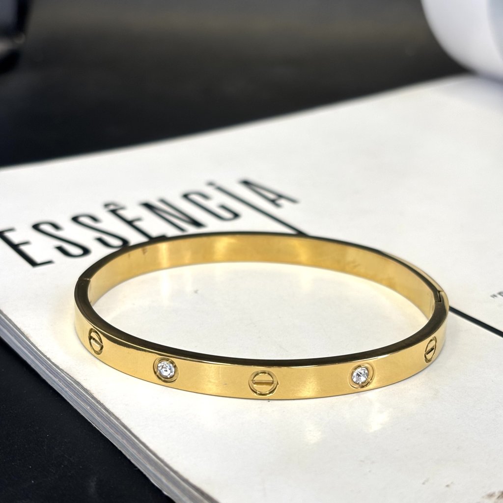 Bracelete zircônia dourado 