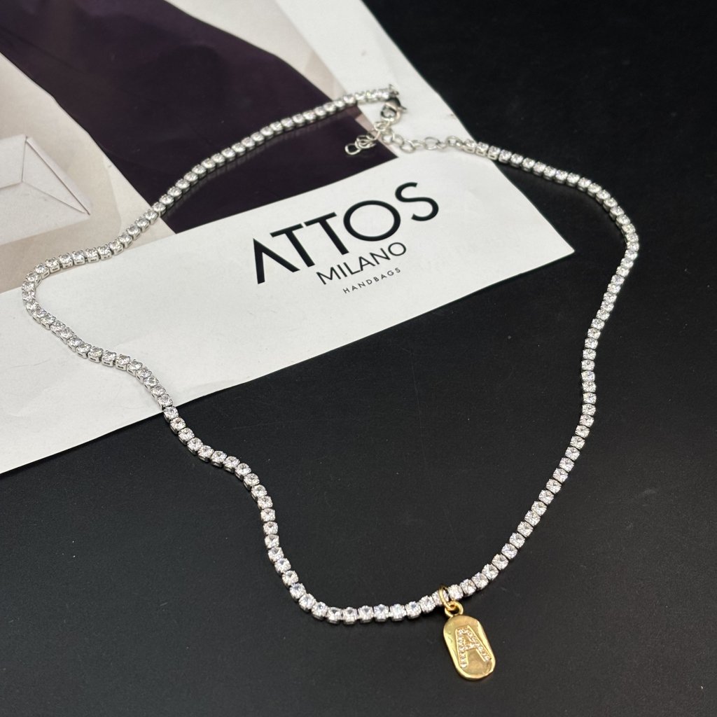 Colar strass prata A