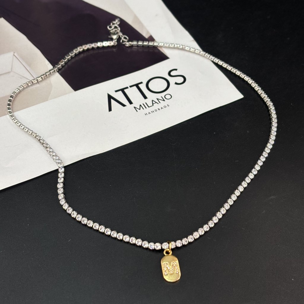 Colar strass prata M