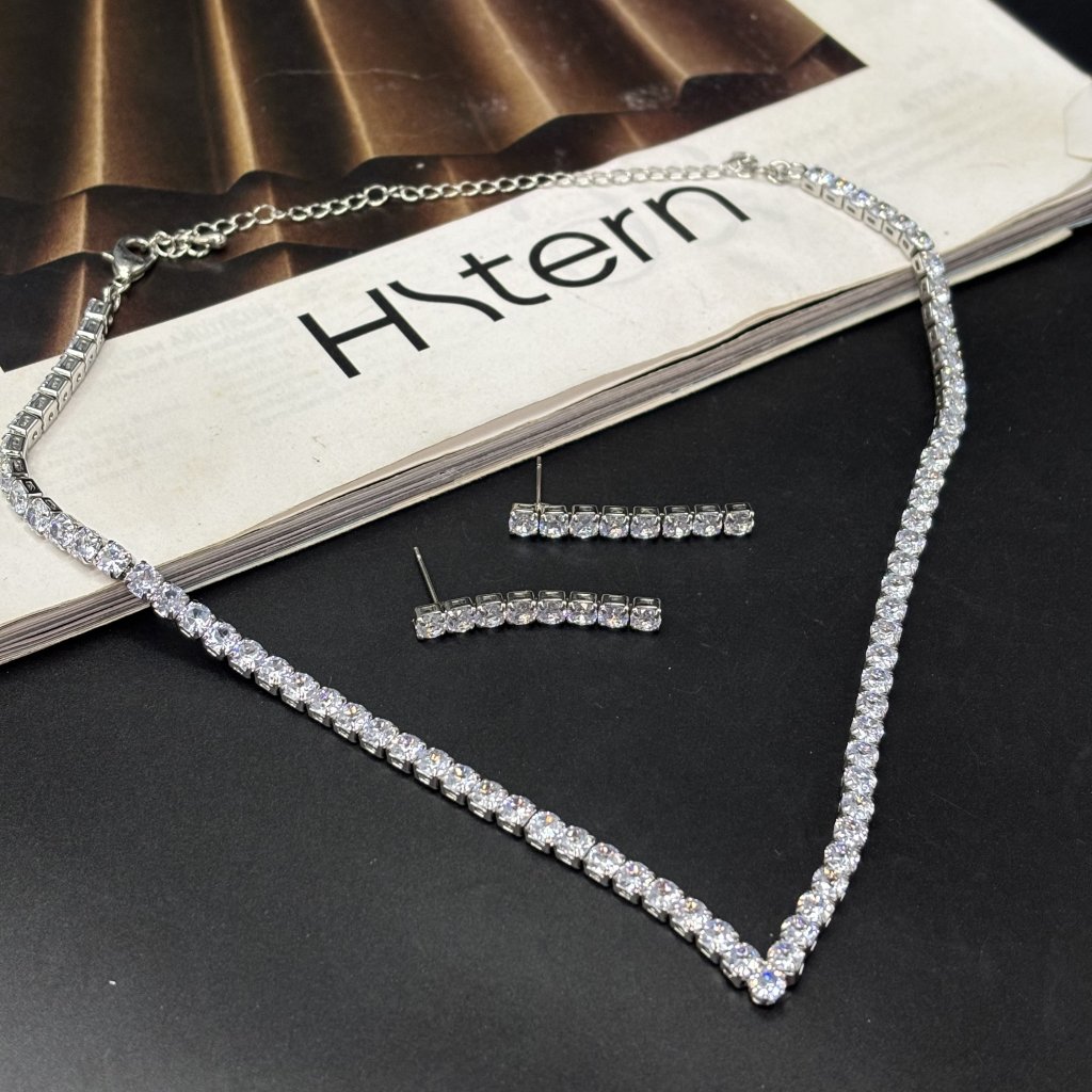 Conjunto strass prata 