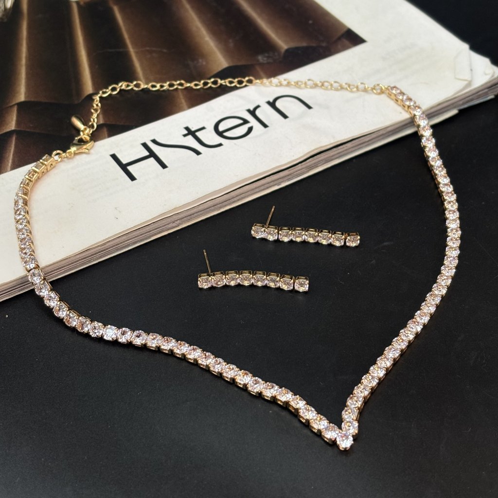 Conjunto strass dourado 