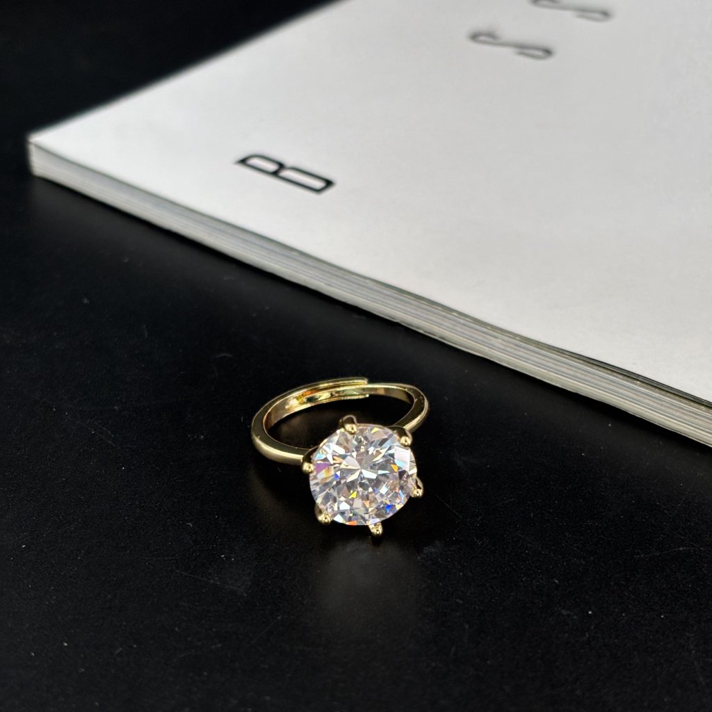 Anel diamante dourado ajustável 