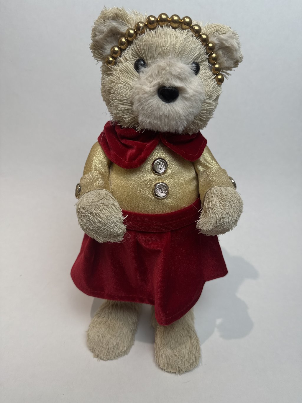 Urso Natal Sisal Menina em Pé Verm/dour 34x16cm 87112001