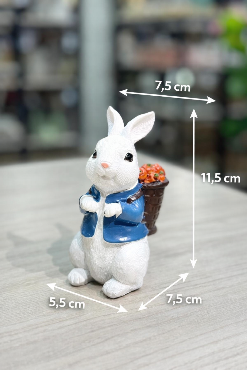 COELHO DECORATIVO DE PASCOA EM RESINA 5,5x11,5x7,5cm REF PAS0164
