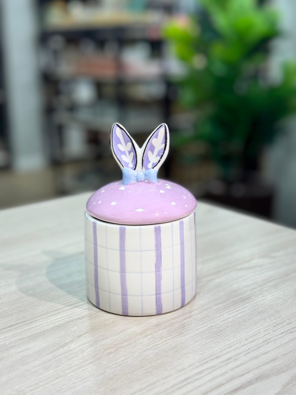 Páscoa pote decorativo c/tampa ( lilás ,azul) 13,9x9cm 53874002