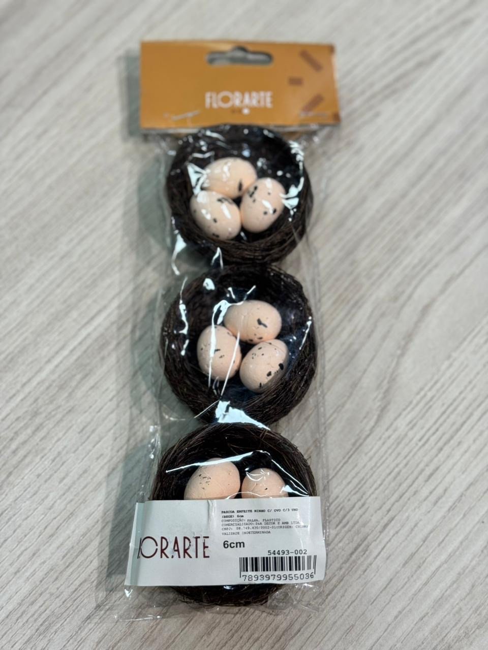 PÁSCOA ENFEITE NINHO C/OVO C/3 UND BEGE 54493002