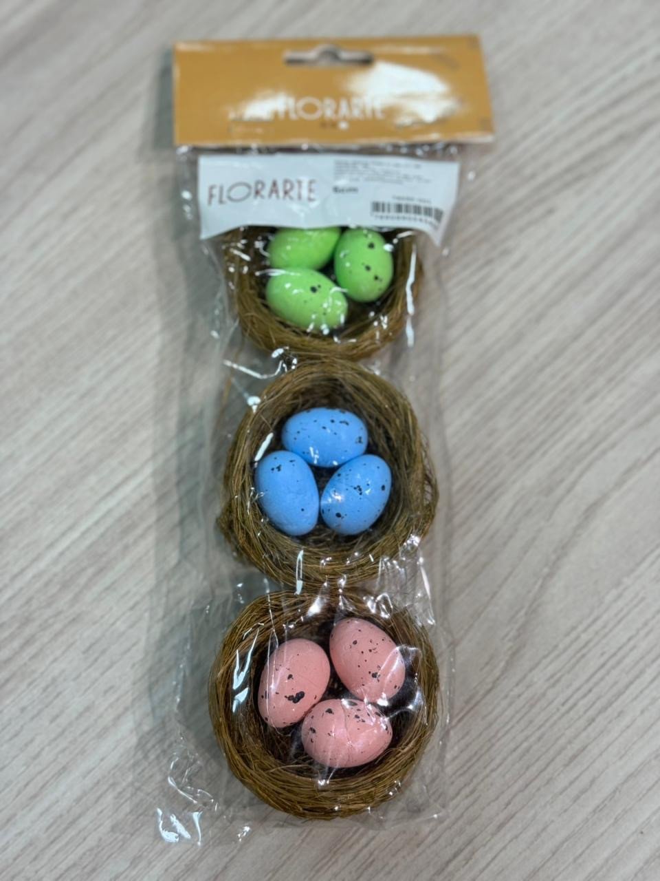 ENFEITE NINHO C/ OVO C/3UNID COLORIDO 6CM 76292001