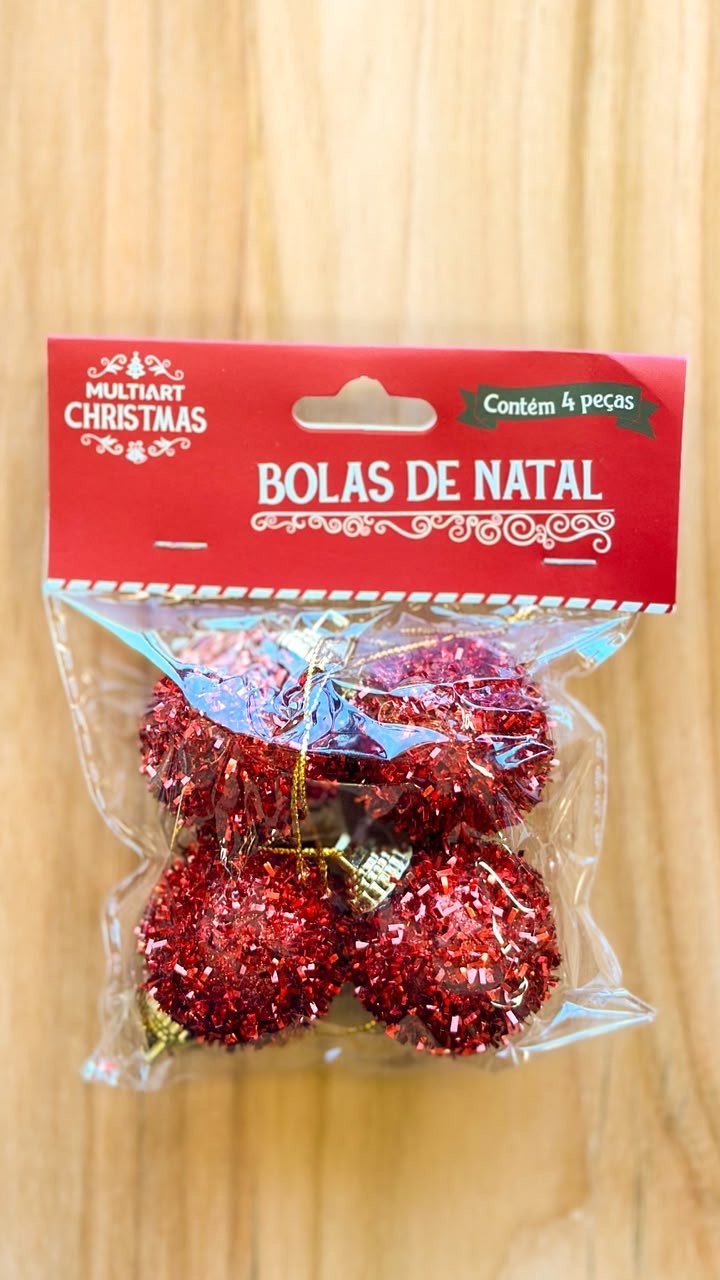 Bola de Natal Glitter 4cm C/4 NATM0365