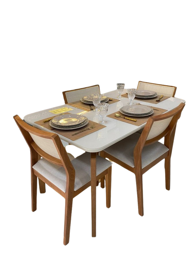 MESA CIMOL FICUS 130x80cm c/ 4 CADEIRAS OITI