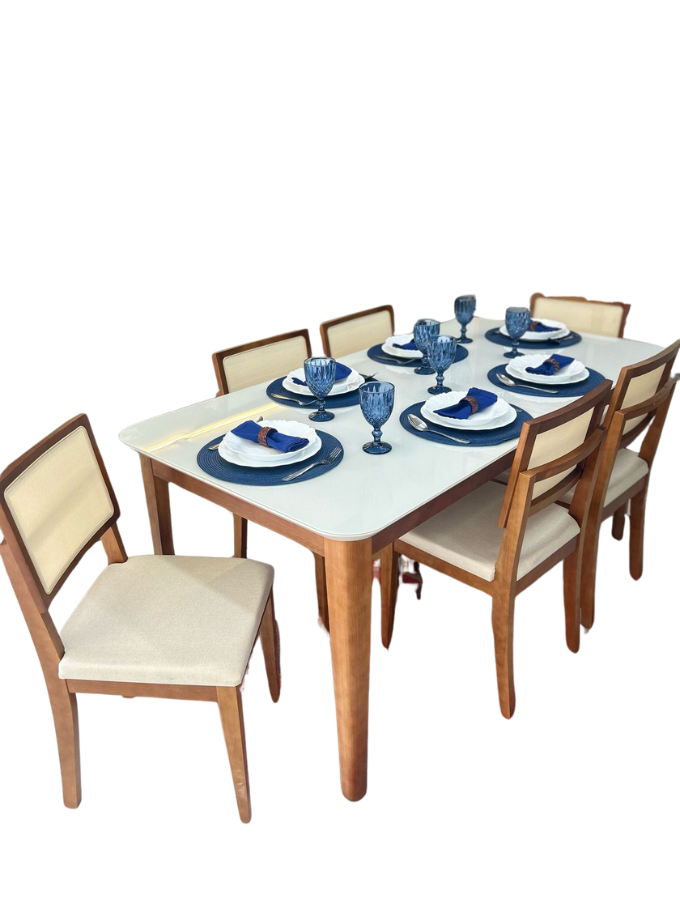 MESA JADE 1,60 c/ 6 CADEIRAS SAFIRA
