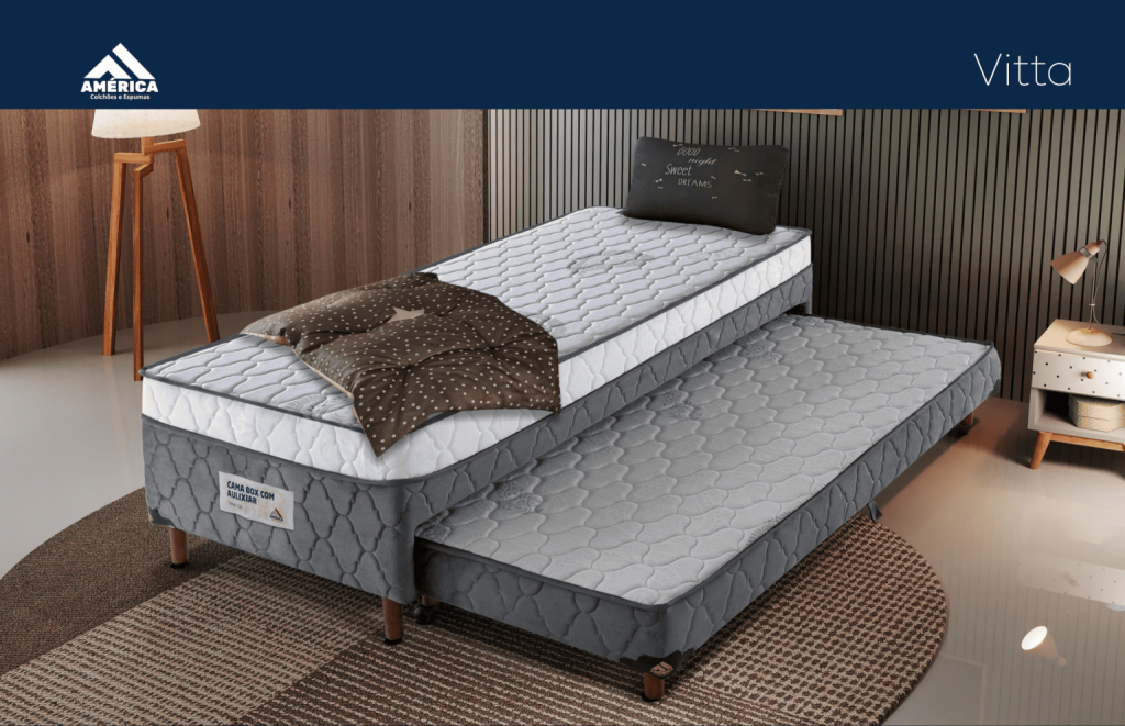 CAMA BOX COM AUXILIAR VITTA - SOLTEIRO