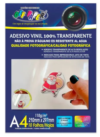 ADESIVO VINIL TRANSPARENTE 110GR - PCT 10 FLS 
