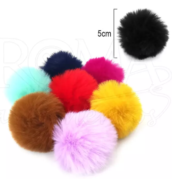 POMPOM DE PELUCIA TAMANHO 50 MM -PCT 2 UND 