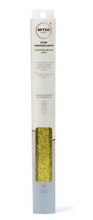 FILME TERMOCOLANTE GLITTER DOURADO 25X50CM
