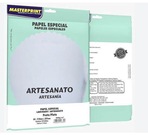 PAPEL LAMICOTE PRATA 250gr A4 - PCT 10 FLS Masterprint 