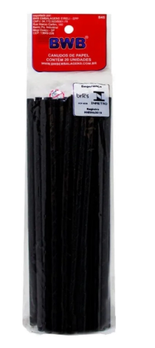 CANUDO DE PAPEL PRETO BWB C/ 10 UND