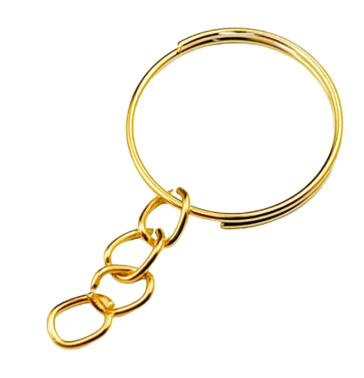 ARGOLA PARA CHAVEIRO C/ CORRENTE DOURADA - 10 UND