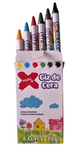 GIZ DE CERA MAKE 6 CORES - com rotulo protetor 
