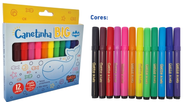 CANETINHA BIG LAVAVEL 12 CORES - NAO TOXICO - GATTE KIDS