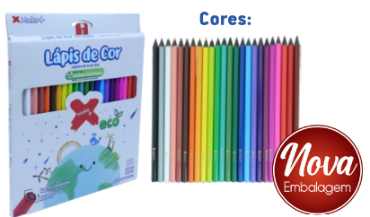 LAPIS DE COR ECO 24 CORES - FEITO COM RESINA RECICLADA - MAKE +