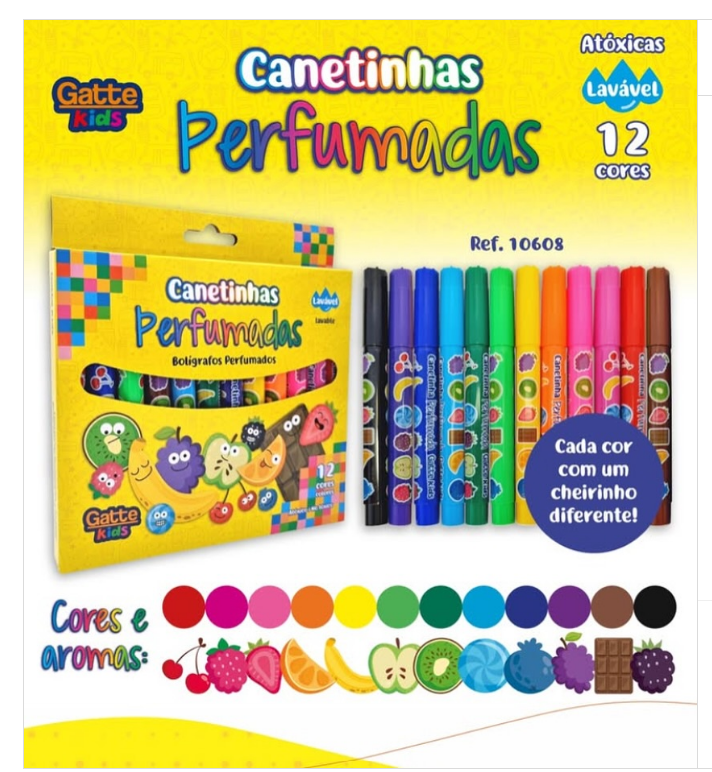 CANETINHAS PERFUMADAS - LAVAVEL - 12 CORES - GATTE KIDS