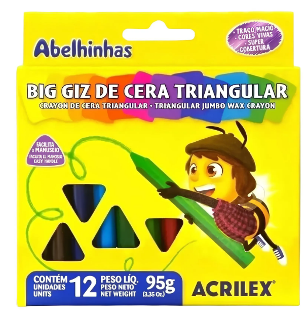 BIG GIZ DE CERA TRIANGULAR 12 CORES 