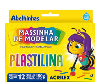 MASSINHA DE MODELAR 12 CORES -PLASTILINA - ACRILEX 