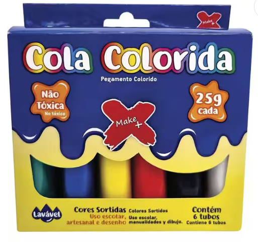 COLA COLORIDA 6 CORES 25G - MAKE + 