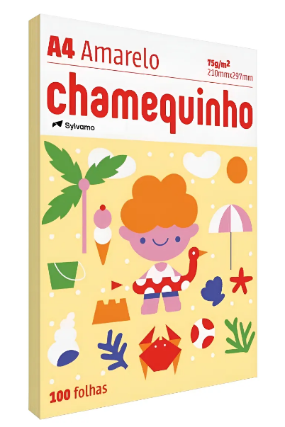 PAPEL CHAMEQUINHO AMARELO A4 75G 100 FOLHAS 