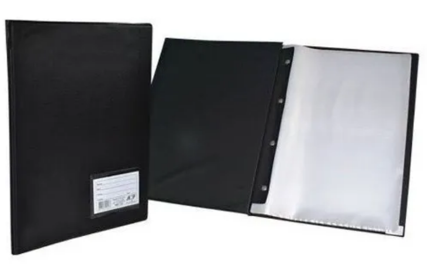 PASTA CATALOGO PRETA  A4 COM 50 ENVELOPES - 245MM X 335 MM X 20 MM 