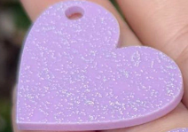 Pingente acrílico Coração glitter 2,5x3cm LILAS com duas und 