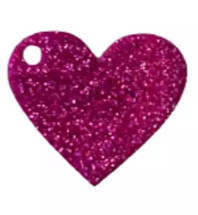 Pingente acrílico Coração glitter 2,5x3cm PINK  com duas und 