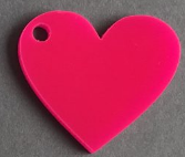 Pingente acrílico Coração 2,5x3cm ROSA PINK com duas und 