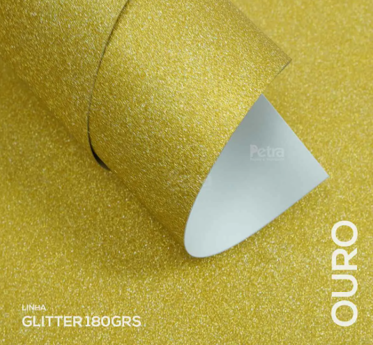 Papel Glitter dourado 180g A4 - UND - Metallik