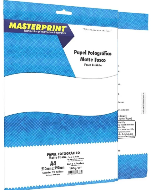 PAPEL ADESIVO MATTE 108 GR MASTER PRINT PCT 20 FLS A4  