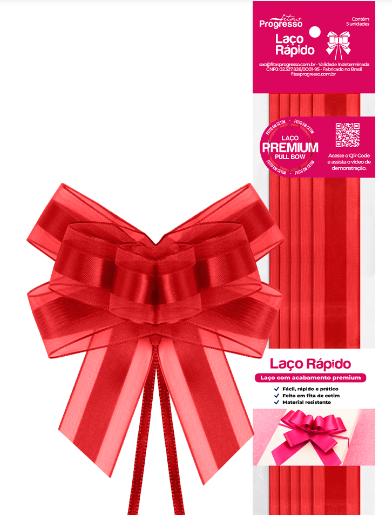 LAÇO RAPIDO 22MM ORGANZA COR 209 VERMELHO PCT 5 UND PROGRESSO                               