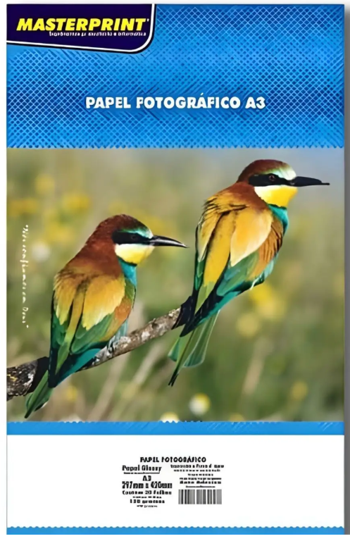PAPEL FOTOGRAFICO GLOSSY 180 GR 50 FLS A3 MASTERPRINT