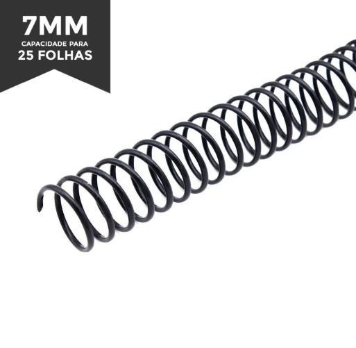 ESPIRAL PLASTICO 7MM (25 FOLHAS ) 